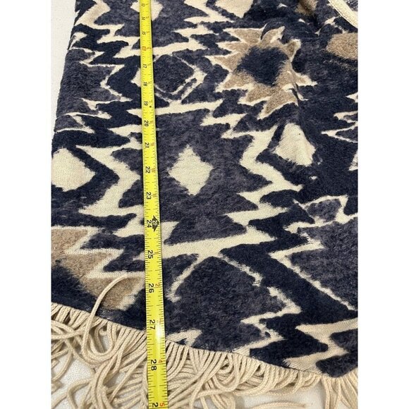 Lucky Brand Womens Western Open Front Cardigan Sweater Medium Brown Blue Fringe - Picture 10 of 10